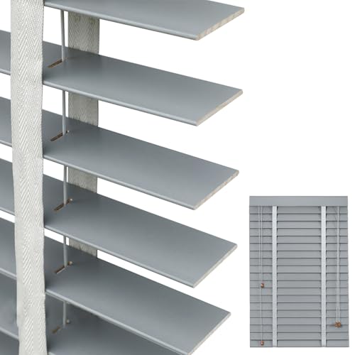 2 Inch Wood Blinds, Wooden Window Shades Privacy Blackout Blinds for Indoor Windows Horizontal Venetian Blinds & Shades 25
