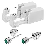 SugarTang Ear Piercing Kit, Disposable Ear Piercing Gun Kit, 316L Surgical Stainless Steel 3MM Cubic Zirconia Stud, At Home Self Ear Piercer Kit with Birthstone Earrings Stud(Emerald green)