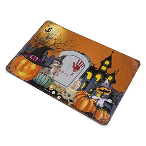 Panneau métal Halloween citrouille grand format 30x45cm résistant - 4