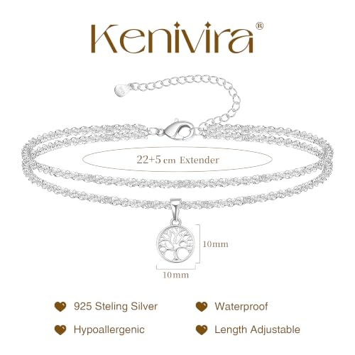 Image of Kenivira Sterling Silver Ankle Bracelets for Women,Gold Dainty Layered Waterproof Anklet for Women, Anklet Set Stackable Beach Gift Adjustable Size