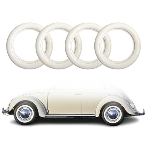 Lot de 4 anneaux à flancs blancs pneus à flancs blancs en caoutchouc véritable pour tuning automobile