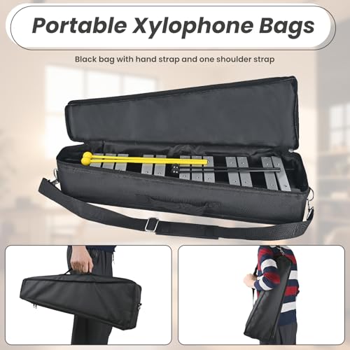 Image of 30 Notes Collapsible Glockenspiel Xylophone, Percussion Instrument Kit for Birthdays, Christmas Gift, Professional Bell Kit for Beginner, Includes 2 Mallets and Carrying Bag