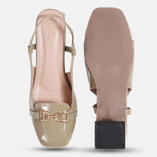 Image of JM LOOKS Womens Slingback Block Heels Closed Square Toe Dress Work Slip on Back Strap Business Pumps