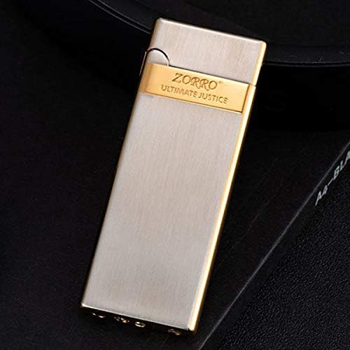 Miniatura 4 de Encendedor de puros de cobre y latón de llama suave, encendedor de cigarrillos, encendedor de butano recargable, encendido de pedernal, portátil,