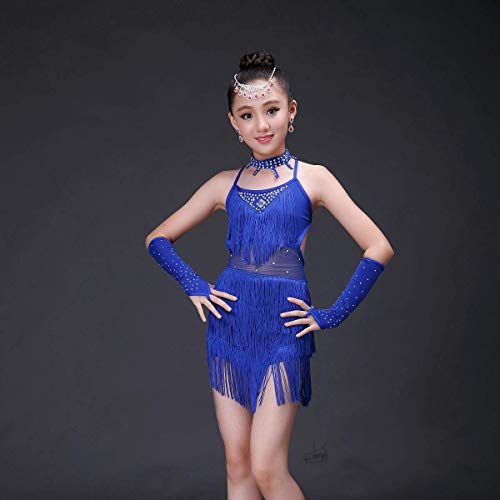 Robe de danse latine enfants costume moderne performance de gala vêtement danseuse avec accessoire - 3