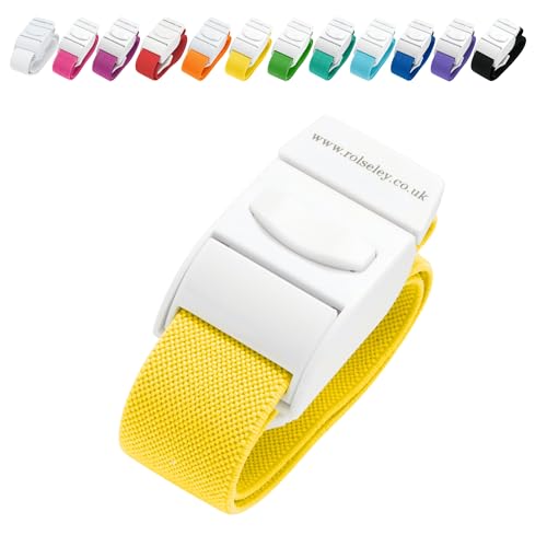 ROLSELEY Laccio emostatico medico di qualità, Tourniquet con fibbia senza lattice a rilascio rapido o lento per infermieri, ostetriche, paramedici, flebotomi, medici e studenti di medicina (GIALLO)