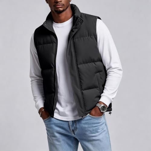 Black Puffer Vest Men Quilted Vest No Hood Lightweight Puffer Jacket - image 5