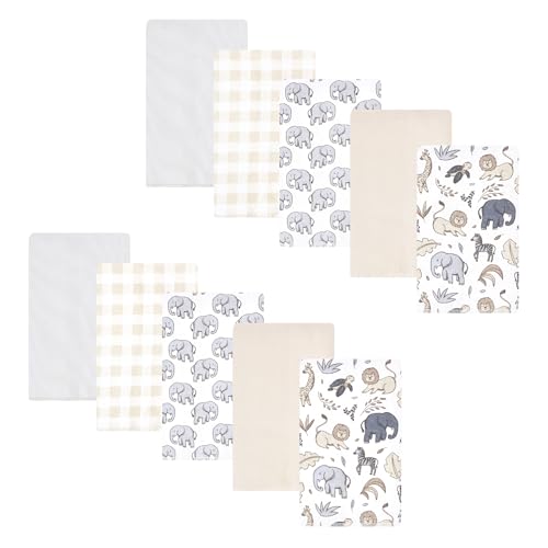 Image of Hudson Baby Unisex Baby Flannel Burp Cloth 10pk, Neutral Safari, One Size