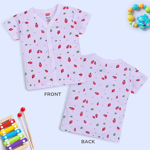 Image of LuvLap Baby Girls Regular Fit 100% Cotton Half Sleeves Girls Jhabla Shirt Pack of 4