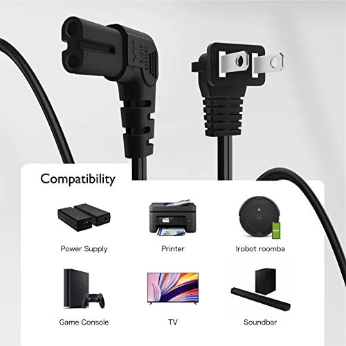 TNP 2 Prong Power Cord NEMA 1-15P to IEC320 C7 Nonpolarized Right Angle Power Cord, Figure 8 Shotgun Replacement Cord for PS4, PS3 Slim, Printers, LG, Apple, Samsung, TCL TV,... - Image 6
