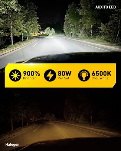 Image of AUXITO 9005 /HB3 LED Bulbs, 50000LM 900% Super Bright, Mini Size CANBus Ready Plug & Play, 60000+ Hours Life Service, Pack of 2