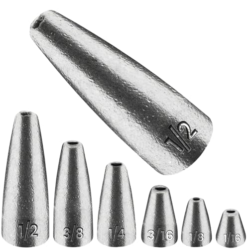 Reaction Tackle Worm Weights for Bass Fishing - Bullet Shaped Sinkers for Texas Rig - Size Stamped Freshwater and Saltwater Fishing Weights - Silver 1/8 Oz