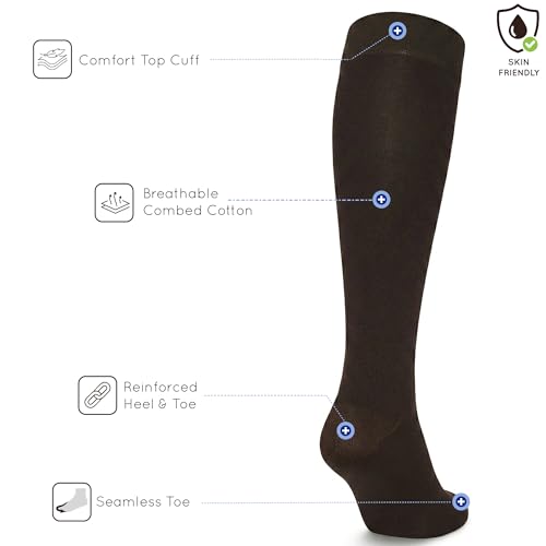 Image of Mysocks Knee High Socks for Women Men Combed Cotton Seamless Toe Tall Long High Socks