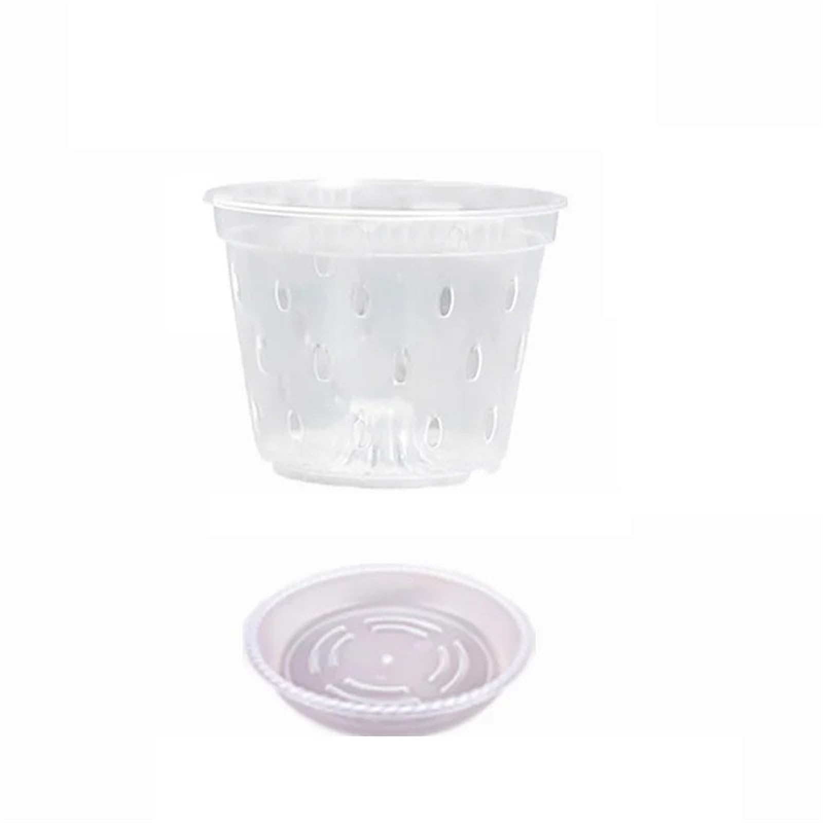RUWLFE 8Pcs 11/12.5/14/15/17cm Planter Pots With Side Holes Orchid Flowerpot With Trays Breathable Transparent Plastic for Succulents, Houseplants(17cm)