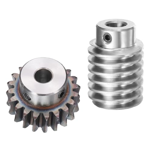 uxcell #45 Steel Worm Gear Set 20T 1.5 Module 20:1 Reduction Rate, Right Rotation Drive Gear Box Wheel Reduce Transmission Part (Gear-8mm Bore 33 mm OD, Rod 10mm Bore)