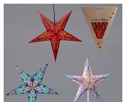 Preisvergleich Produktbild Lampe Weihnachtsstern Fensterbrett Beleuchtet Rot / Dekorative Hängelampe mit Stern / Leuchtstern mit Lampenfassung / Leuchte Weihnachten für Wohnzimmer Kinderzimmer Kamin Fenster