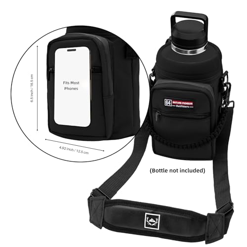 Image of NATURE PIONEOR Neoprene Insulated Water Bottle Holder with Shoulder Strap for Half Gallon 64OZ / One Gallon 128OZ Sports Water Jugs Bottles, Carrier /Pouch Sleeve for Outdoor Camping, Hiking, Fishing