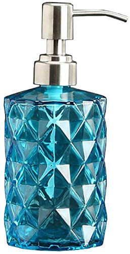 Preisvergleich Produktbild Sooiy 11 Oz Klarglas Seifenspender - Ausgezeichnete Flüssige Handseifenspender, Edelstahl-Handpumpe, nachfüllbar und Eco Friendly,Blau