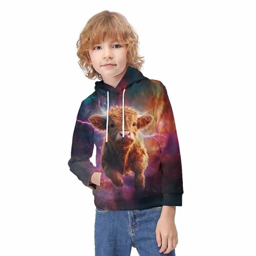 Sweats à capuche enfant imprimé vache pour ados - 2