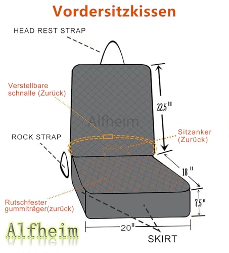 Alfheim Haustier Autositzbezug für Vordersitz – Robuster Schutz mit Rutschfester Gummibasis & Verstellbarem Sicherheitsg