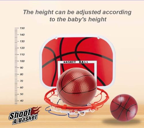 Image of Little Fingers Adjustable Basketball Hoop Set for Kids - Indoor & Outdoor Basketball Stand with Ball - Fun Sports Toy for Toddlers & Children (Wall Basket Ball)