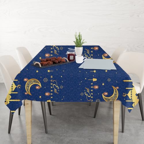 Image of 2 Pack Eid al-Fitr Plastic Table Covers Table Cloths BBQ Picnic Party Table Cloth Blue Table Cover 54 x 108 in