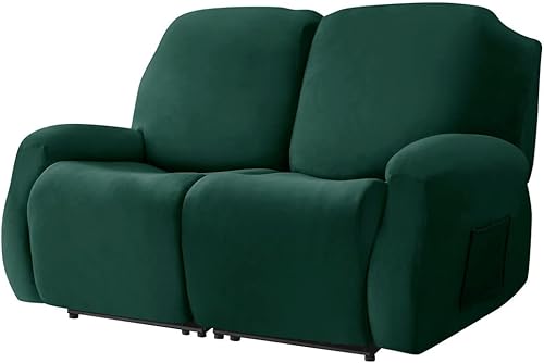 Vista 14 de Fundas de terciopelo elástico para sillas reclinables, fundas para sofá biplaza de 2 cojines, 6 piezas, fundas protectoras para muebles con bolsillo