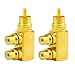 WMYCONGCONG 2 PCS RCA Male to 2 RCA Female Right Angle Plug RCA Splitter Adapter Connector