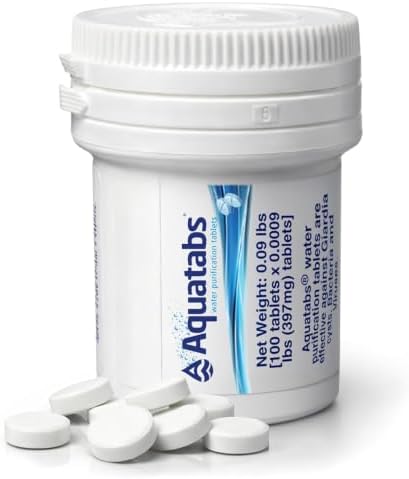 Aquatabs Water Purification Tablets, 397mg 100 Pack, Camping & Emergency