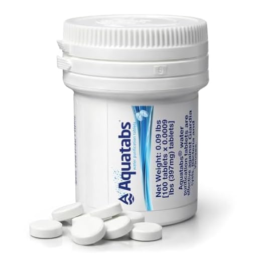 Aquatabs 397mg Water Purification Tablets (100 Pack). Water Filtration System for, Camping, Boating, Emergencies, Survival, RVs, and Marine-Use. Easy to Use Water Treatment and Disinfection.