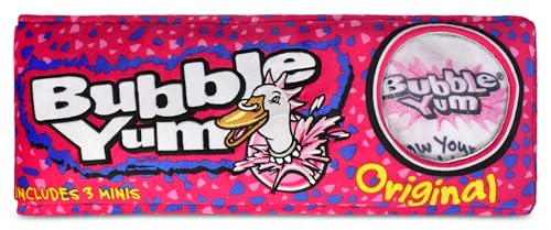 iscream Bubble Yum Package 17" x 6" Pillow Set with Three Bubblegum Pieces in Plush Wrappers