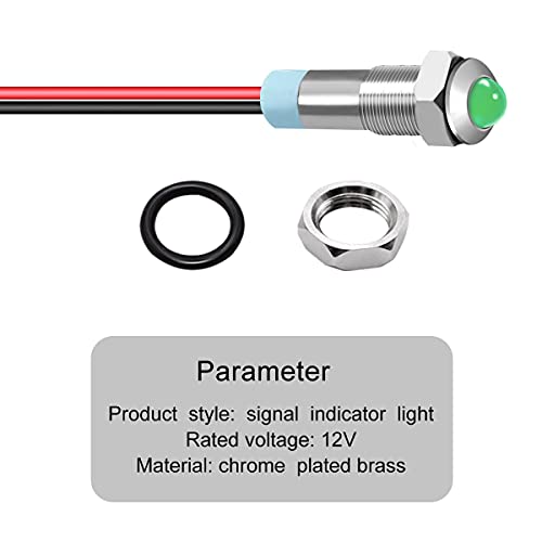Mxuteuk DQ6T-12P-G 3 Pcs Green 12V-24V 6Mm 1/4 Inch Metal Indicator Light Raised Head Waterproof Signal Lamp thumb #2