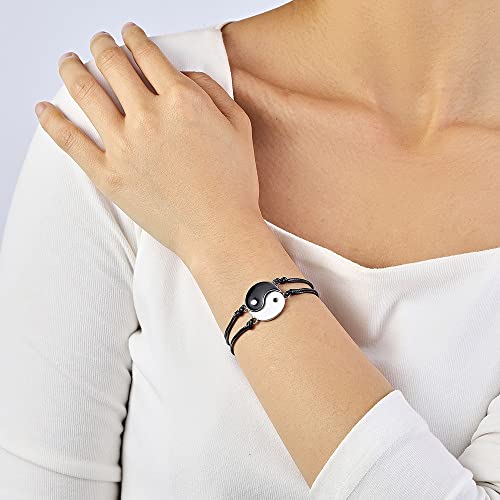 Image of YouBella Jewellery Stylish latest Gifts Friendship Day Best Friends Adjustable Ying Yang Bracelet Set for Men /Women /Girls /Boys (Black) (YBBN 92246A)