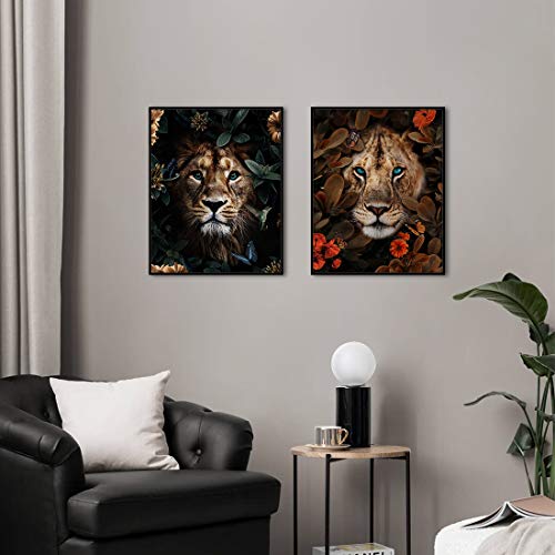 Allblue Jungle Safari Animal Wall Art Prints Poster Lion Tiger Leopard Animal Wall Decor Set Of 4 Animal Wall Pictures For Living Room Home Decor (8"X10" Unframed) #TOP6