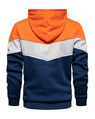 MOONCOLOUR Men's Fashion Novelty Color Block Hoodies Long Sleeve Fleece Hooded Pullover Sweatshirts with Pockets3