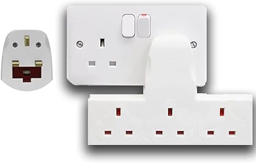 3 Way Plug Extender Multi Plug Adapter with 3 Outlets & Surge Protection UK Extension Socket for Home & Office Triple Plug Adapter for Convenient Power Access (1)