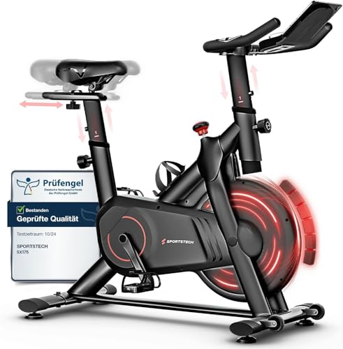 Sportstech SX400 Vélo d'exercice professionnel avec contrôle via une application pour smartphone + Google Street View, volant de 22...