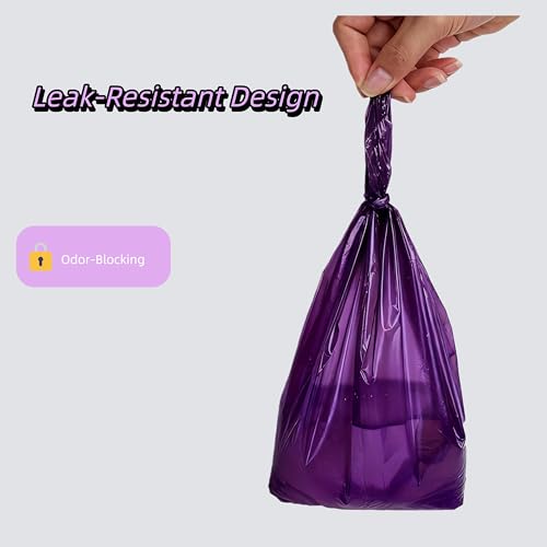 Image of Purple T-Shirt Poop Bags with Easy-Tie Handles(90 Count) | Leak-Proof, Extra Thick Waste Bags for Small Dogs & Cats,6 Rolls