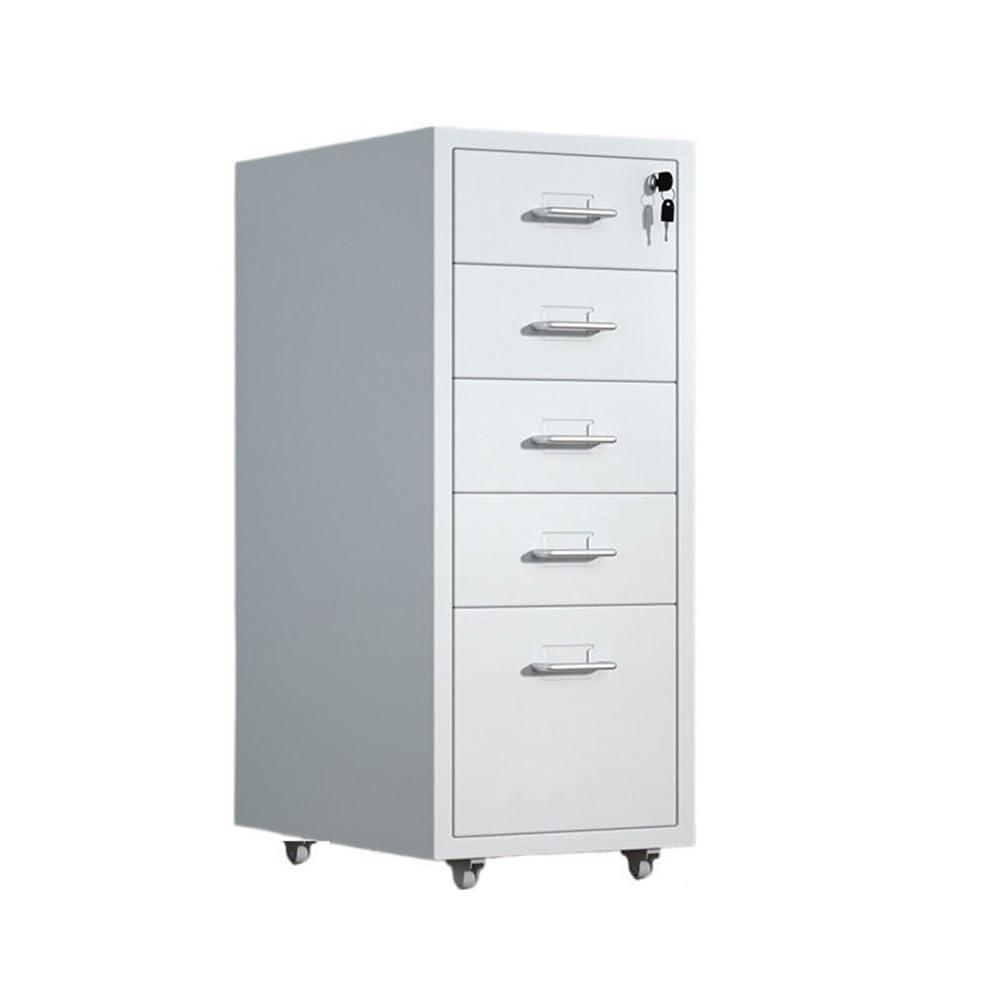 YNIYUJKL Filing Cabinet Thickened Cold-Rolled Steel Chest Of Drawers Storage Cabinet Multifunctional Data Organizer Cabinet 5 Layer Large Capacity Office File Cabinet File Storage Cabi,White-One Size