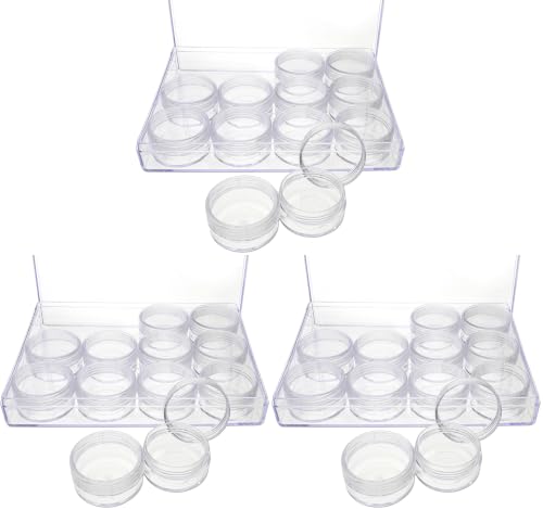 Image of The Beadsmith Personality Case - Clear Storage Organizer Box - 6.4 x 4.8 x 1 inches - Includes 12 Small Containers with lids - 1.5 x 0.8 inches, Bead Holder (Pack of 3)