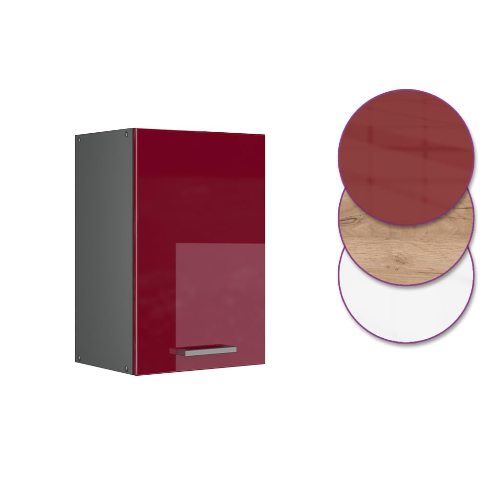 Vicco Armario Colgante R-Line, Rojo de Alto Brillo, 40 cm, para combinación Libre Dentro de Sistemas de Cocina modulares