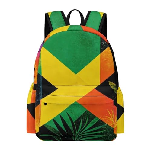 Sac à dos flamme et drapeau jamaïcain grand volume ultra résistant pour étudiants