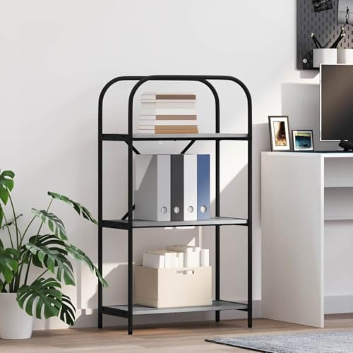 SooIarix Estantería moderna de madera Sonoma gris, 60 x 30 x 109 cm, estantería de pie con 3 compartimentos, espacio de almacenamiento versátil para salón, dormitorio