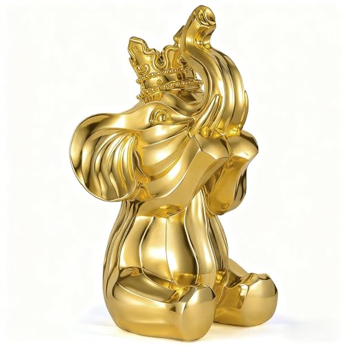 Estatua de elefante de resina dorada 8.2 pulgadas