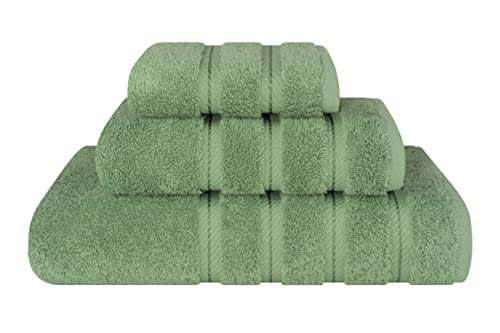 American Soft Linen Turkish Cotton Bath Towel Sets in Styles, Maximum Softness & Absorbency, Hotel and Spa Quality (Sage Green, 3 Piece Bath Towel Set)