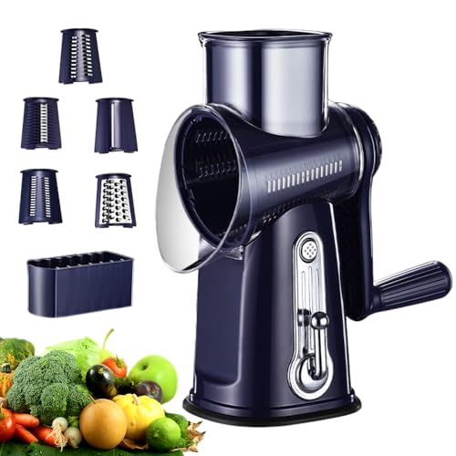 Rotary Cheese Reibe, Handheld Shredder mit 5 Klingen, Küche Manuelle Geschwindigkeit Reibe für Gemüse, Nüsse und mehr