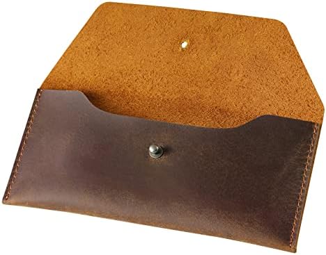 Ringsun Genuine Leather Cash Envelopes for Men, Reusable Budget Envelope Wallet, Retro Clutch Wallet for Men, Cash Wallet for Men,Minimalist Wallet for Men Women,RS119-8, Bourbon Brown