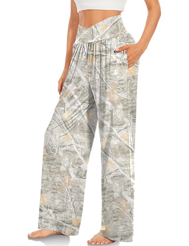 TARSE Women's Wide Leg Casual Loose Pants Yoga Sweatpants Comfy Crossover High Waisted Lounge Pajama Flowy Pants with Pockets2