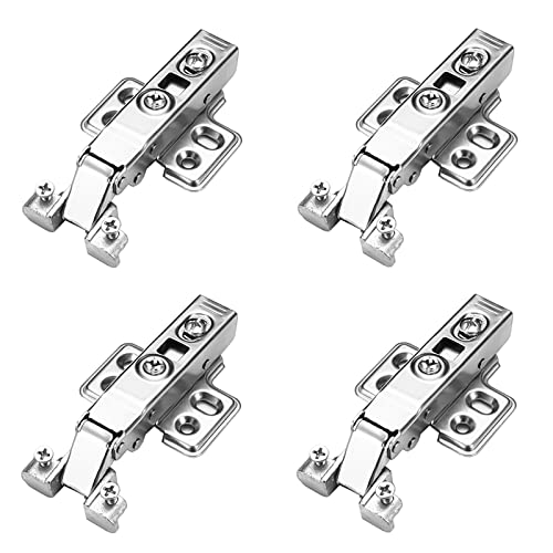 4 piezas Bisagras de las puertas unidades cocina, Bisagras puertas armario cierre suave, Bisagra puertas plegables con tornillos, Silenciosas hidráulicas armario (Curva recta/cobertura completa) Cover