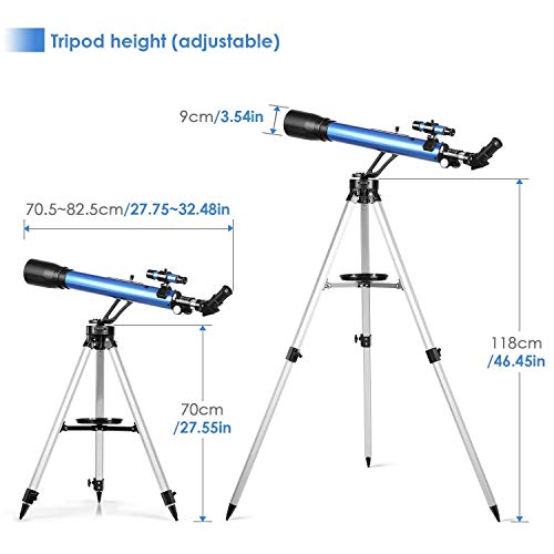 TELMU Telescope,60mm Aperture 700mm AZ Mount Astronomical Refractor Telescope for Kid and Adults- Portable Travel Telescope with Tripod, Any Phone Adapter